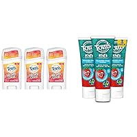 Tom's of Maine Aluminum-Free Wicked Cool! Natural Deodorant for Kids, Summer Fun & Fluoride Free Children's Toothpaste, Natural Toothpaste, Dye Free