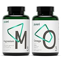 Puori Omega 3 Fish Oil and Magnesium Zinc Supplement Bundle - Burpless, IFOS Certified, Non-GMO Capsules - for Sleep, Immune Support, Constipation, Muscle Recovery, Leg Cramps