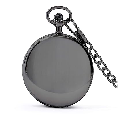 Speidel Classic Brushed Satin Engravable Pocket Watch with 14 inch Chain, Seconds Hand, Day and Date Sub-Dials with Custom Engravable Options