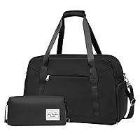 Women's Travel Duffel Bag with Toiletry Bag, Sports Gym Bag Weekendeer Carry-on Tote with Shoe Compartment and Wet Pocket, Yoga Bag Fit 17.3inch Laptop (BLACK, 21-inch)