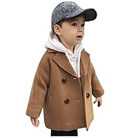 Toddler Kids Plaid Coat Elegant Notched Collar Double Breasted Wool Blend Over Pea Coat Baby Boys Girls Trench Coat Jacket