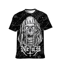 Mens Cool-Funny T-Shirt Graphic-Tees Novelty-Vintage Short-Sleeve Crazy Skull Hip Hop: Boys Lightweight Tops Birthday Gifts