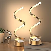 NUÜR Table Lamps for Living Room Set of 2, Gold Dimmable LED Lamp, Small Bedside Lamps, Nightstand Lamp for Bedroom Office Home Living Room