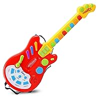 Dimple Kids Handheld Musical Electronic Toy Guitar for Children Plays Music, Rock, Drum & Electric Sounds Best Toy & Gift for Girls & Boys (Red) (Single)