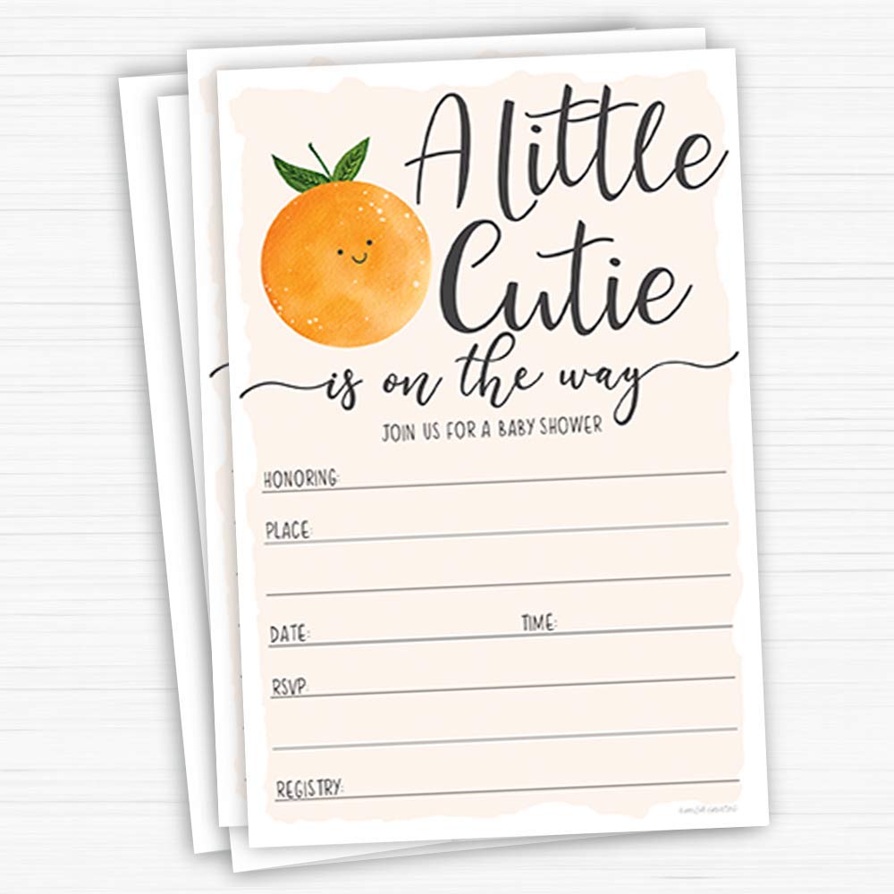 Little Cutie Baby Shower Invitations (20 Count) With Envelopes - Gender Neutral or Girl Baby Shower