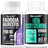 1200MG Beta Ecdysterone Supplement with Fadogia Agrestis 1400mg and Tongkat Ali 1000mg for Maximum Strength, Energy & Muscle Building Bundle