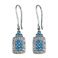 Neon Apatite Round Shape Gemstone Jewelry 10K, 14K, 18K White Gold Drop Dangle Earrings For Women/Girls
