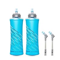 HydraPak UltraFlask Speed 600ml 2-Pack - Collapsible Soft Flask Water Bottle for Hydration Vests and Running Packs with Easy Open Cap (600 ml/20 oz), Malibu Blue