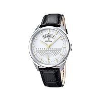 Festina Men's Quartz Watch with White Dial Analogue Display and Black Leather Strap F16873/2