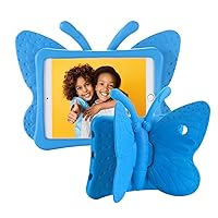 iPad 6th Generation Case for Kids, iPad 9.7 inch Case, Light Weight Shockproof EVA Foam Protective Tablet Stand Cover Holder for Apple iPad Air/Air 2 iPad 9.7 2017/2018 - Cute Butterfly, Blue