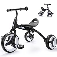 XIAPIA 4 in 1 Tricycle for Toddlers Age 2-5, Foldable Toddler Bike, Toddler Tricycle, Baby Balance Bike with Adjustable Seat and Detachable Pedal, Ride-on Toys for 3-5 Years Old Boys Girls Birthday