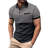 Mens Slim Fit Muscle Polo Tees Lapel Collar Basic Business Work T-Shirts Stretch Short-Sleeve Casual Athletic Golf Jersey Tee