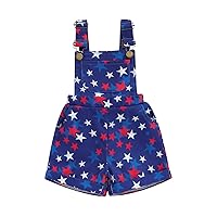 Ayalinggo 4th Fourth of July Baby Girl Boy Outfit American Flag Print Overalls Shorts Pocket Suspender Romper Clothes
