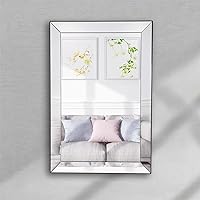 Murrey Home Large Bathroom Decorative Mirror, Wall Mounted Frameless Mirror, 36”x24” Beveled Edge Mirror for Wall Decor, Vanity Rectangle Silver Mirror for Bathroom, Living Room, Entryway, Bedroom