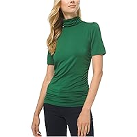 Michael Kors Womens Ruched Pullover Blouse, Green, X-Large