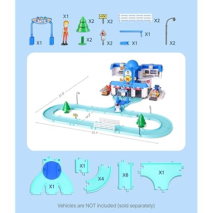 Robocar Poli Toys Exclusive, Transforming Headquarter Station Playset, Rescue Center Race Track Set (with Jin Figure) for Diecast Metal Toy Cars