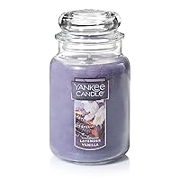 Lavender Vanilla Scented, Classic 22oz Large Jar Single Wick Candle, Over 110 Hours of Burn Time