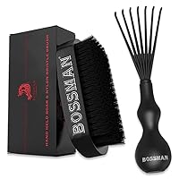 Bossman Beard Brush and Hairbrush Cleaning Set