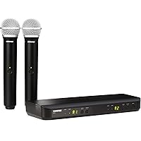 Shure BLX288/PG58 UHF Wireless Microphone System - Perfect for Church, Karaoke, Vocals - 14-Hour Battery Life, 300 ft Range | Includes (2) PG58 Handheld Vocal Mics, Dual Channel Receiver | H11 Band