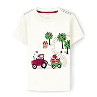 Gymboree Boys' and Toddler Fall and Holiday Embroidered Graphic Short Sleeve T-Shirts