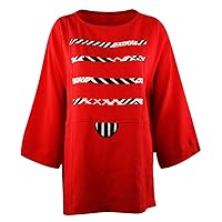 Moonlight - Asian Theme 3/4 Sleeve Scoop Neck Pullover Fashion Top