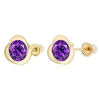 Solid 14K Gold 8mm Round Natural Birthstone Screwback Earrings For Women | 6mm Birthstone | 14K Gold Natural or Created Gemstone Screwback Earrings For Women and Girls