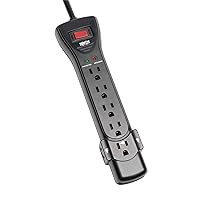 Tripp Lite 7-Outlet Surge Protector Power Strip, 7 Foot / 2.13M Cord, Right Angle Plug, 2160 Joules, Black & $75,000 Insurance (SUPER7B)
