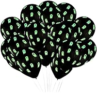 Black & Green Ghost Glow Latex Balloons 12