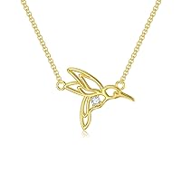 14k Bird Insect Necklace for Women Owl/Hummingbird/Bee/Butterfly/Dragonfly jewelry Gifts for Her Mother Day Valentine Christmas