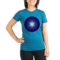 Org Women's Fitted T-Shirt Dk Snowflake on Dark Blue
