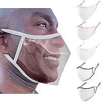 FULIER Adjustable Transparent Mask Washable Fashion Outdoor Protective Clear Face Mask 5pcs Reusable