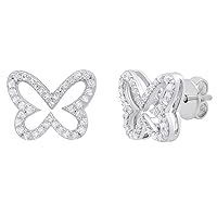 Dazzlingrock Collection 0.45 Carat (ctw) Round White Diamond Ladies Butterfly Stud Earrings 1/2 CT, Available in Metal 10K/14K/18K Gold & 925 Sterling Silver
