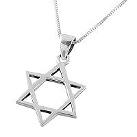 925 Sterling Silver Classic Star of David Pendant Necklace for Men & Women with Chain