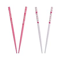 2 Sets of ﻿Wooden Hair Chopsticks with Small Flowers - White & Pink