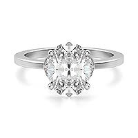 Kiara Gems 2 Carat Oval Moissanite Engagement Ring Wedding Ring Eternity Band Vintage Solitaire Halo Setting Silver Jewelry Anniversary Promise Vintage Ring Gift for Her