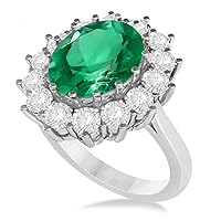 Women's Oval Emerald and Diamond Ring Platinum (5.40ctw)