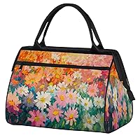 Travel Duffel Bag, Sports Tote Gym Bag, Oil Painting Flower Overnight Weekender Bags Carry on Bag for Women Men, Airlines Approved Personal Item Travel Bag for Labor and Delivery