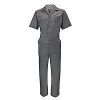Natural Uniforms Mens Short Sleeve Zip Up Coverall, Stain and Wrinkle Resistant (Grey, X-Small Tall)