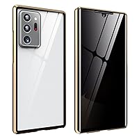 Case for Samsung Galaxy S23/S23 Plus/S23 Ultra, Full Protective Anti Peeping with Double Sided Tempered Glass Protection Magnet Metal Rugged Clear Cover,Gold,S23ultra 6.8