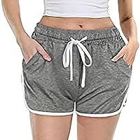 High Waist Gym Shorts Women Elastic Drawstring Waist Athletic Shorts Jogger Pants Fitness Yoga Running Sweat Shorts