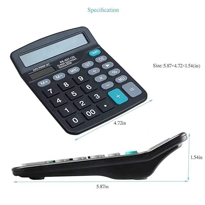 12 Digit Electronics Desktop Calculator, Solar Battery Dual Power Basic Office Calculator, Handheld Calculator with Large LCD Display Big Sensitive Button