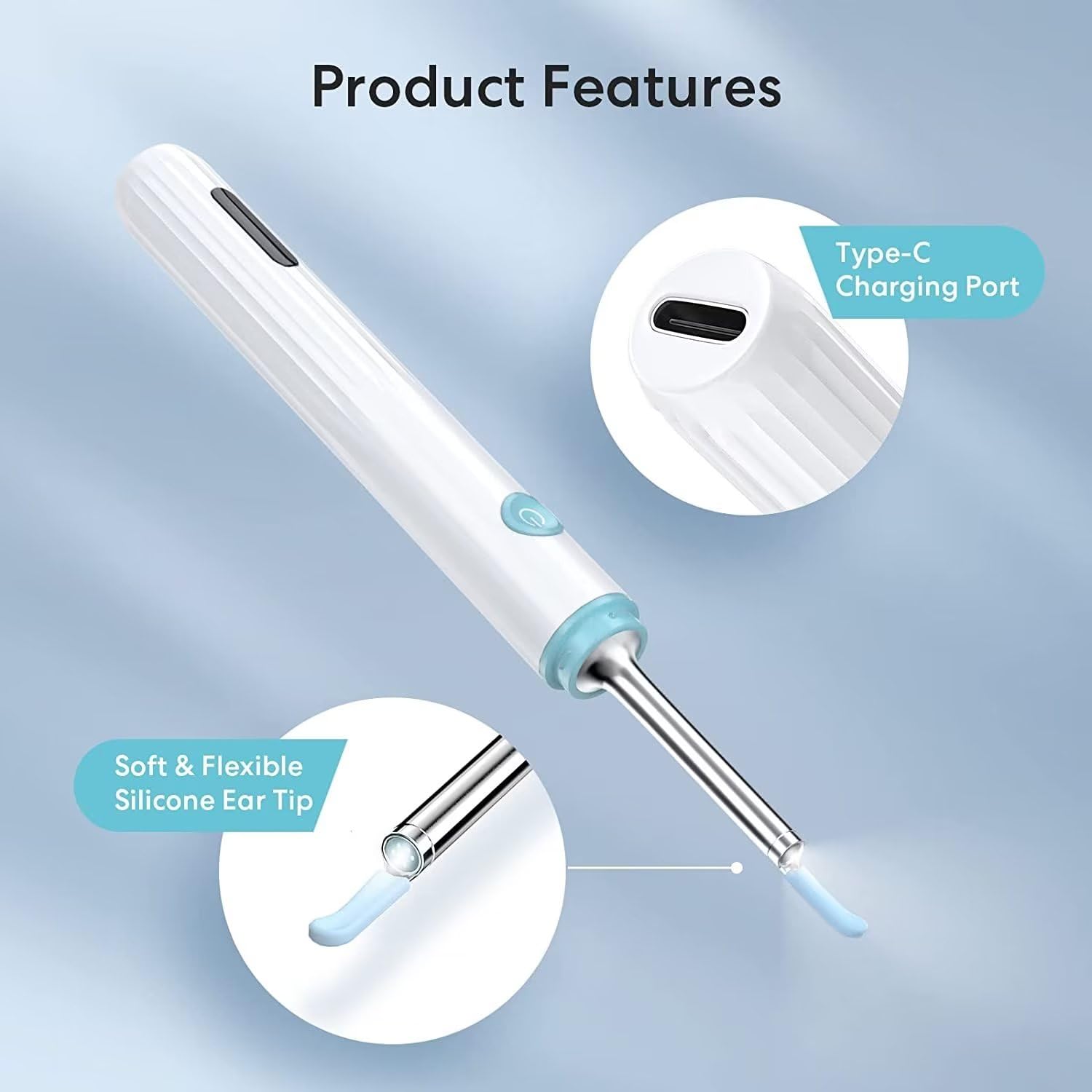 Ear Wax Removal, Ear Cleaner with Camera, Ear Wax Removal Tool with 1080P HD, Wireless Otoscope with Light, Ear Wax Removal Kit for iPhone, iPad, Android Phones