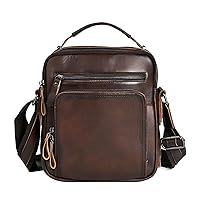 Vintage Men's Genuine Leather Handbag Vegetable Tanned Leather Messenger Purses Small Crossbody Shoulder Bags