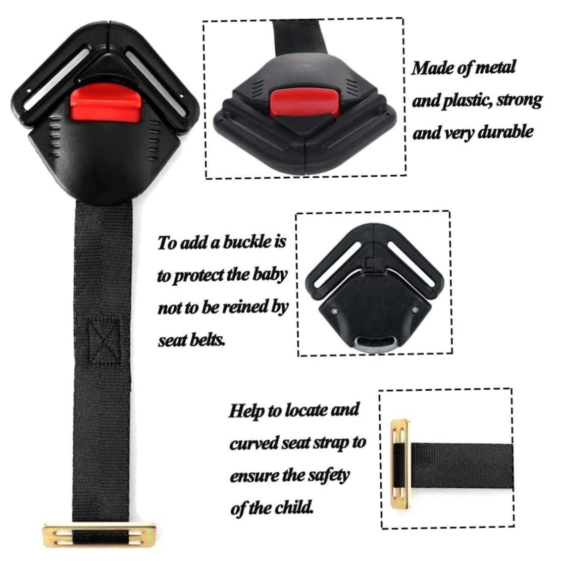 Child Car Seat Lock Baby Harness Chest Clip Adjustable Strap for Pushchair Child Seat Buckle Black
