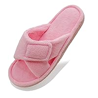 Adjustable Open Toe House Slippers for Women Memory Foam Indoor Slip on Slides Sandals Lady Home Shoes for Air Conditioning Room,Spa,Bedroom,All Seasons