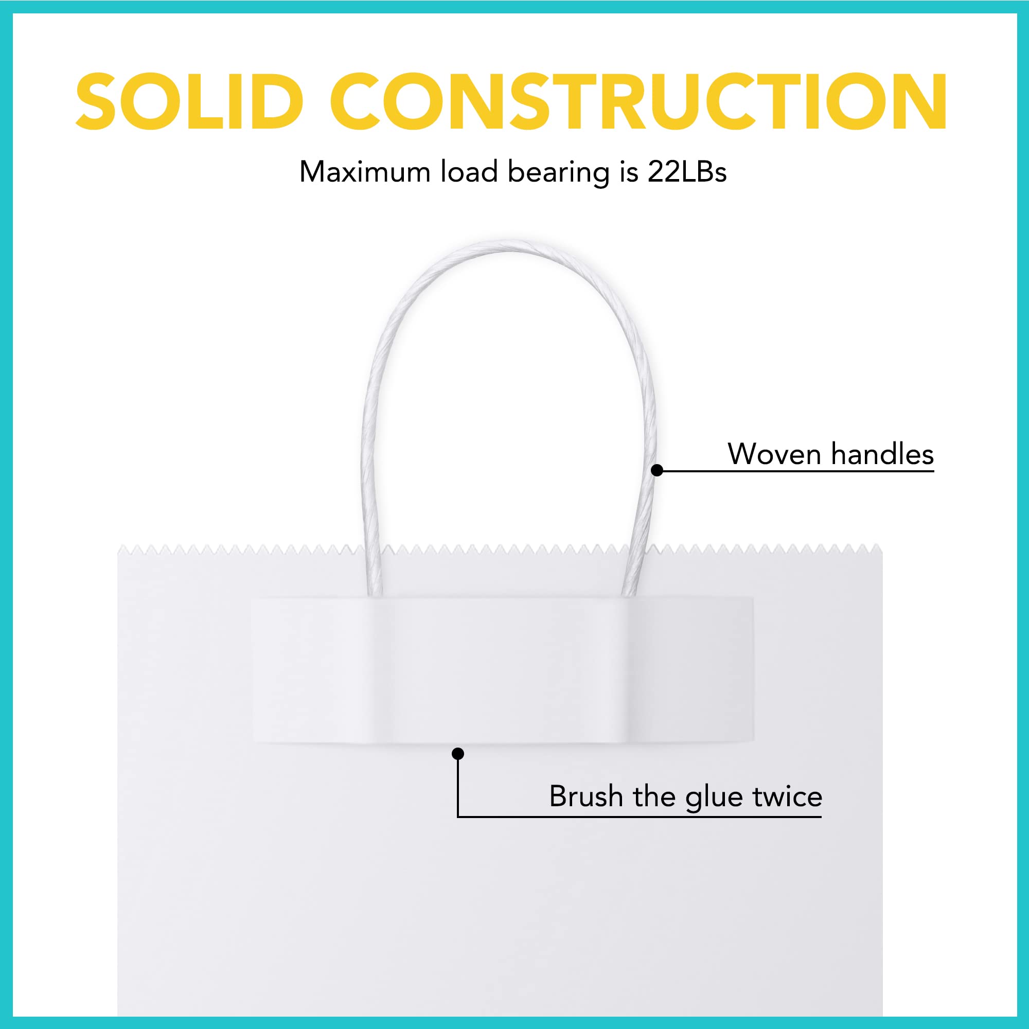 MESHA White Shopping Bags 16x6x12 Inches 50Pcs & 8x4.75x10.5 Inches 50Pcs Paper Bags with Handles Small Gift Bags,Wedding Party Favor Bags