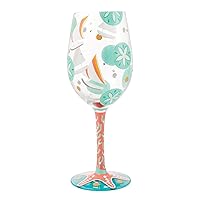 Lolita Designs Sailboats and Sand Dollars Hand-Painted Artisan Wine Glass, 15 Ounce, Multicolor