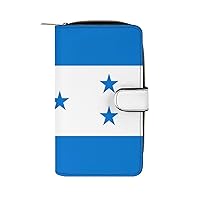 Flag of Honduras Long Bifold Wallet for Women Card Holder Purse Zippered Handbag Coin Organizer