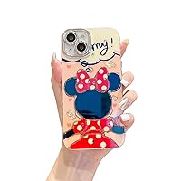 for iPhone 13 Case Bling Camera Lens Protection Glitter Cute Cartoon Kawaii IMD Pattern Design Silicone Shockproof Protective Phone Case Cover for Girls and Women - Minnie