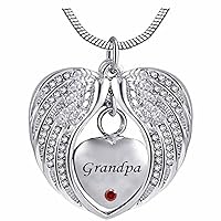 Heart Cremation Urn Necklace for Ashes Urn Jewelry Memorial Pendant with Fill Kit and Gift Box - Always on My Mind Forever in My Heart for Grandpa(January)